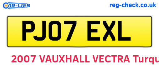 PJ07EXL are the vehicle registration plates.