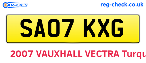 SA07KXG are the vehicle registration plates.