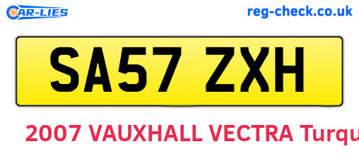 SA57ZXH are the vehicle registration plates.