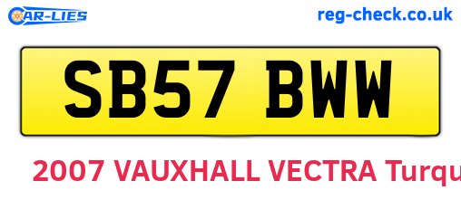 SB57BWW are the vehicle registration plates.