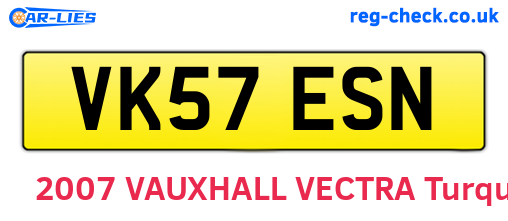 VK57ESN are the vehicle registration plates.