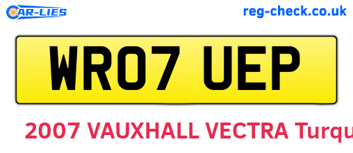 WR07UEP are the vehicle registration plates.