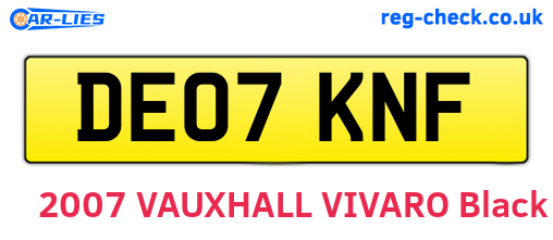 DE07KNF are the vehicle registration plates.