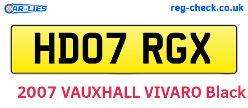 HD07RGX are the vehicle registration plates.
