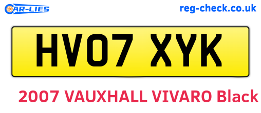 HV07XYK are the vehicle registration plates.