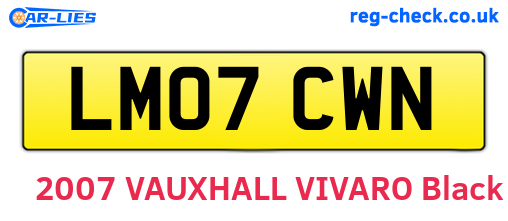 LM07CWN are the vehicle registration plates.