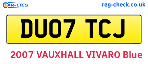 DU07TCJ are the vehicle registration plates.