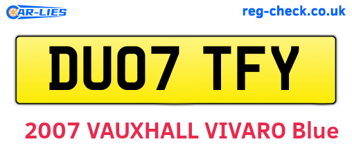 DU07TFY are the vehicle registration plates.