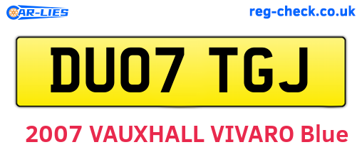 DU07TGJ are the vehicle registration plates.