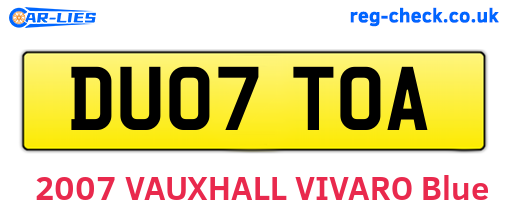 DU07TOA are the vehicle registration plates.