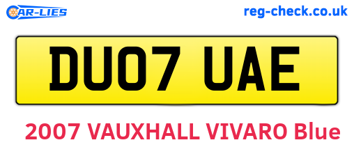 DU07UAE are the vehicle registration plates.