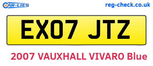 EX07JTZ are the vehicle registration plates.