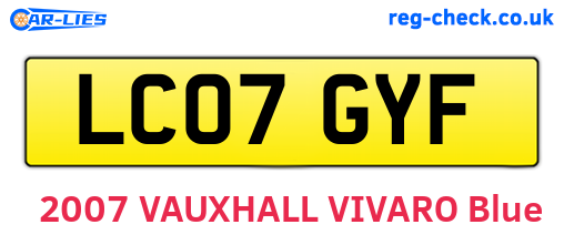 LC07GYF are the vehicle registration plates.