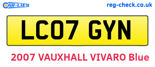LC07GYN are the vehicle registration plates.