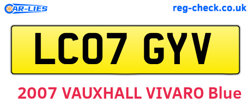 LC07GYV are the vehicle registration plates.