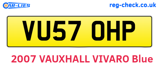 VU57OHP are the vehicle registration plates.