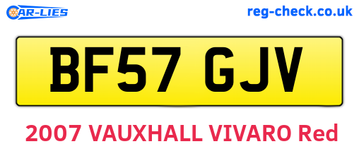 BF57GJV are the vehicle registration plates.