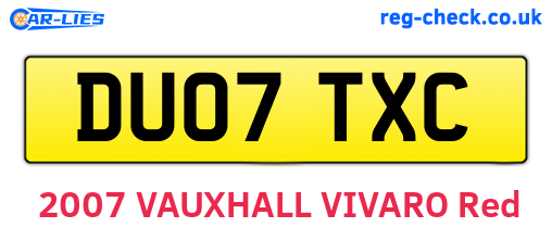 DU07TXC are the vehicle registration plates.