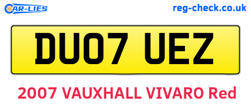 DU07UEZ are the vehicle registration plates.