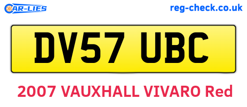 DV57UBC are the vehicle registration plates.