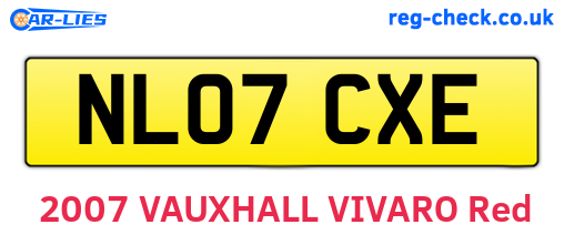 NL07CXE are the vehicle registration plates.