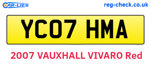 YC07HMA are the vehicle registration plates.