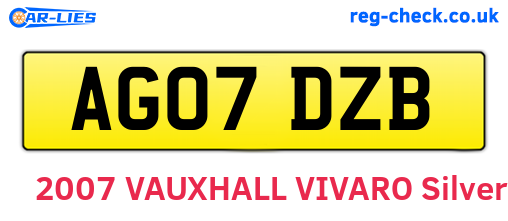 AG07DZB are the vehicle registration plates.