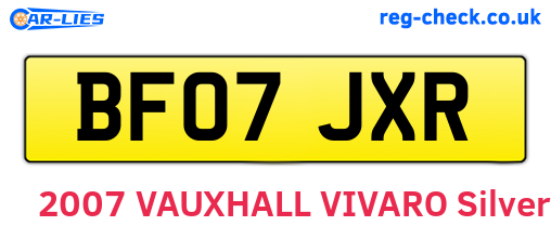 BF07JXR are the vehicle registration plates.