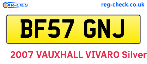 BF57GNJ are the vehicle registration plates.