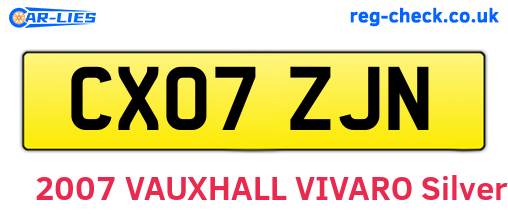 CX07ZJN are the vehicle registration plates.