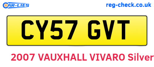 CY57GVT are the vehicle registration plates.