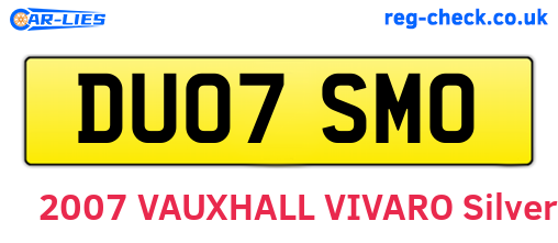 DU07SMO are the vehicle registration plates.