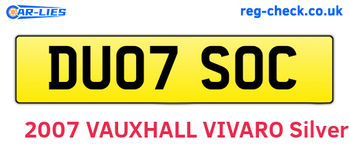 DU07SOC are the vehicle registration plates.