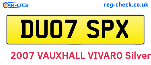 DU07SPX are the vehicle registration plates.