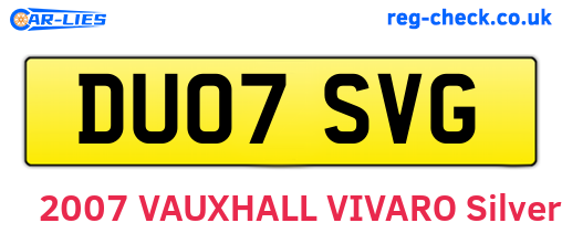 DU07SVG are the vehicle registration plates.