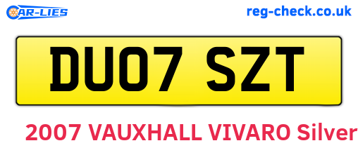 DU07SZT are the vehicle registration plates.