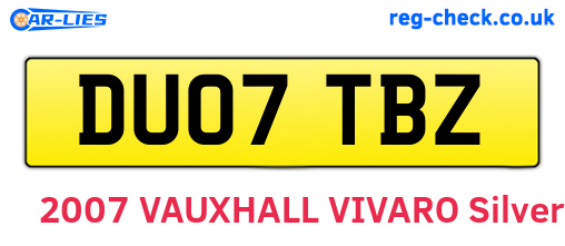 DU07TBZ are the vehicle registration plates.