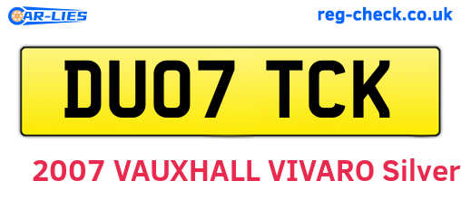 DU07TCK are the vehicle registration plates.
