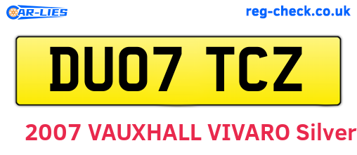 DU07TCZ are the vehicle registration plates.