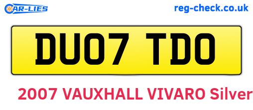 DU07TDO are the vehicle registration plates.