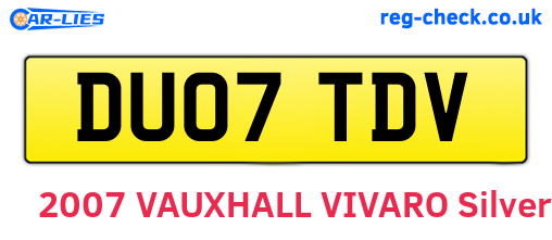 DU07TDV are the vehicle registration plates.