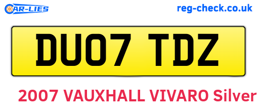DU07TDZ are the vehicle registration plates.