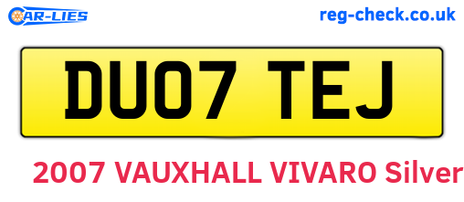DU07TEJ are the vehicle registration plates.