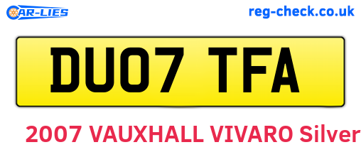 DU07TFA are the vehicle registration plates.