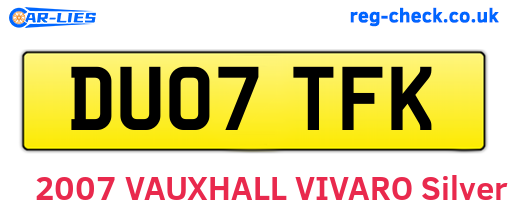 DU07TFK are the vehicle registration plates.