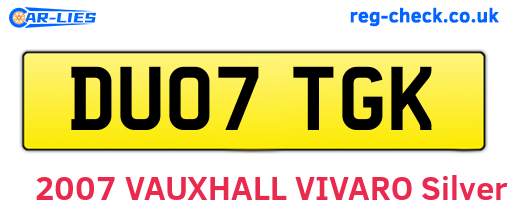 DU07TGK are the vehicle registration plates.