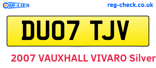 DU07TJV are the vehicle registration plates.