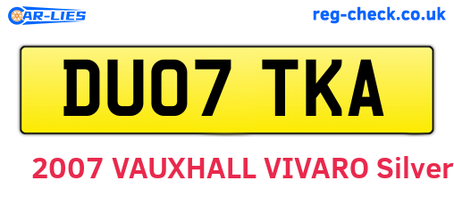 DU07TKA are the vehicle registration plates.