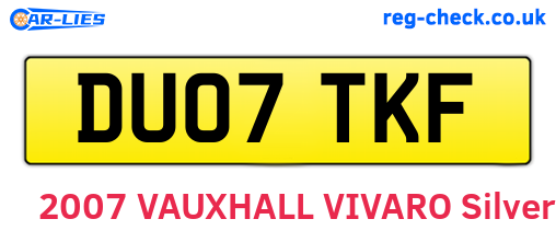 DU07TKF are the vehicle registration plates.
