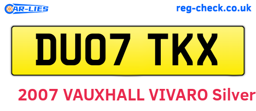 DU07TKX are the vehicle registration plates.